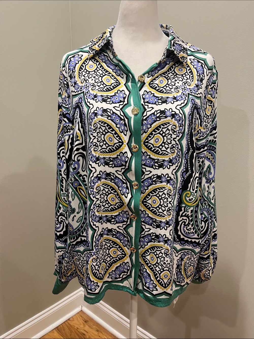 Rose & Thyme Floral Paisley Long Sleeve Blouse
